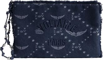 Zadig&Voltaire Angel Pouch Denim Monogram - Dames - Clutches - Blauw - ONE Size - Denim - Tassen