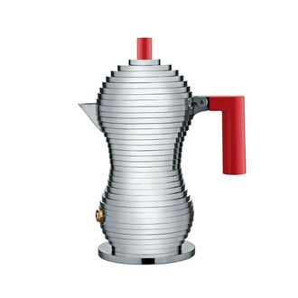Alessi Pulcina Espressokocher, 15 cl, induktionsgeeignet, silber / rot