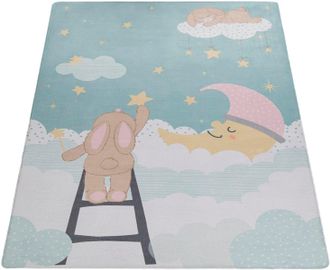 Paco Home Kinderteppich »Chicos 563« rechteckig 4 mm Höhe Flachgewebe, Spielteppich, Motiv Mond, Kinderzimmer