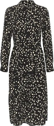 Part Two Zwarte stippenprint jurk met lange mouwen - Dames - Shirt Kleedjes - Zwart - 2XS - Kleedjes