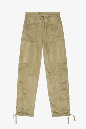 Ganni Green Washed Satin Trousers - Size 34 LENZING&acirc;&cent; ECOVERO&acirc;&cent;