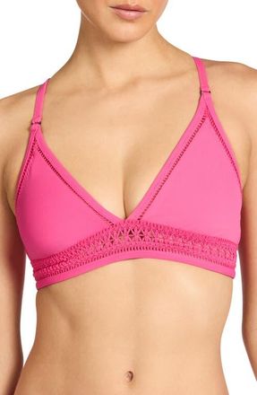 Robin Piccone Isabelle Lace-Up Back Triangle Bikini Top in Strawberry at Nordstrom, Size X-Small