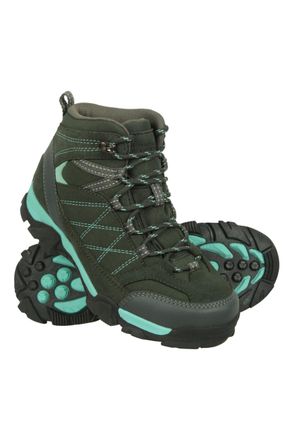 Mountain Warehouse Trail Kids Waterproof Boots - Synthetic Mesh Upper Girls & Boys Shoes, EVA Footbed, High Traction - Best for Spring Summer, Hiking & Outdoors Teal Jun