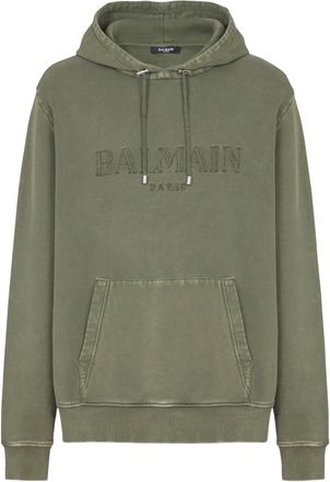 Balmain Felpa con cappuccio e logo - Verde