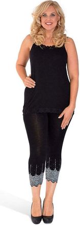 Generic MMK Womens Gold Silver Sequin Cropped Pants - Ladies 3/4 Capri Hem Elasticated Crop Soft Sequins Leggings (Black/Silver, 12-14)