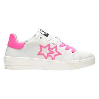 2Star 2Star, Schoenen, Dames, Wit, 35 EU, Leer, Witte Leren Geborduurde Sneaker