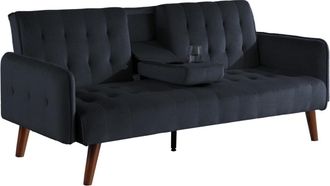 Concept Usine Sof&aacute; cama de 3 plazas con bandeja central abatible negro