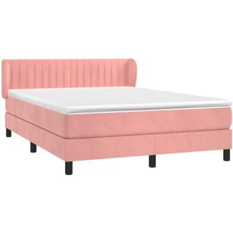 vidaXL Cama Box Spring Con Colch&oacute;n Terciopelo Rosa 140x200 Cm