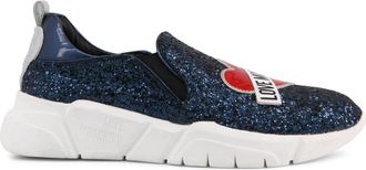 Love Moschino Glitter Embroidered Slip-On Sneakers