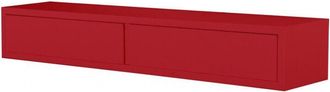 Domino Estantería de pared con cajón, mesita de noche flotante, roja, 88,2 x 13,4 x 20 cm - Domino