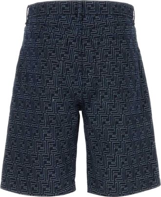 Fendi Mens Denim Bermuda Shorts Navy Cotton Bermudas