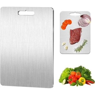 OEM Tagliere Professionale A Doppia Faccia In Titanio, In Acciaio Inossidabile Senza Bpa, Per Carne, Verdura E Frutta, 34x23 Cm