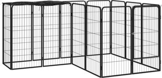 vidaXL Jaula Perros 14 Paneles Acero Recubierto Polvo Negro 50x100 Cm Vidaxl