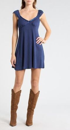 Madden Girl Lace Trim Babydoll Dress in Navy at Nordstrom Rack, Size X-Large