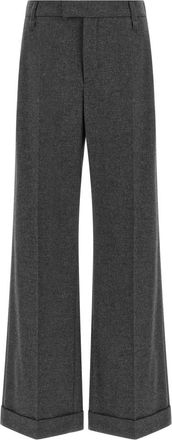 Brunello Cucinelli Wide Straight Trousers - female - Brunello Cucinelli - Wide Trousers - Gray - S - Trousers