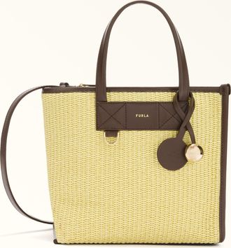 Furla Divide It Borsa Shopping S Toni Freesia Multicolore Intreccio Toscana Colorblock + Pelle Di Vitello Morbida Donna