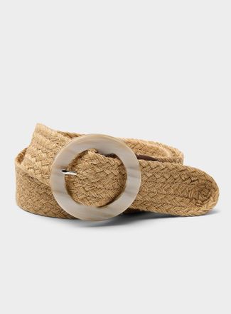 Lauren Ralph Lauren Womens Marbled-buckle wide braided jute belt