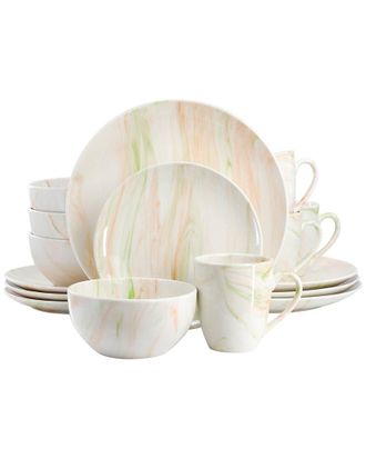 Elama Fine Marble Multi 16pc Porcelain Dinnerware Set