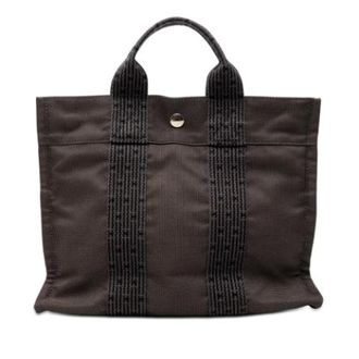 Herm&egrave;s Tweedehands Canvas handtassen - Dames - Pre-owned - Grijs - Maat: ONE Size