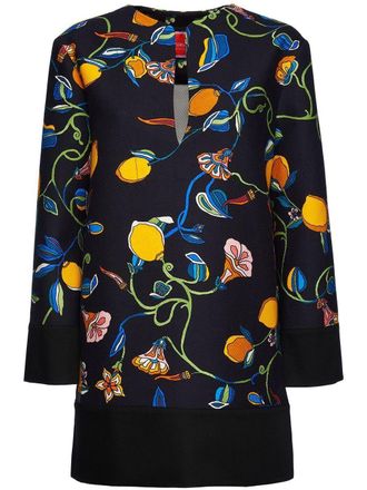 La DoubleJ Blousetjurk met bloemenprint - Zwart