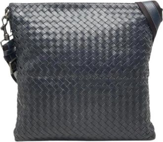 Bottega Veneta Pre-owned Intrecciato Leren Schoudertas - Dames - Vintage Schoudertas - Blauw - ONE Size - Leer - Vintage