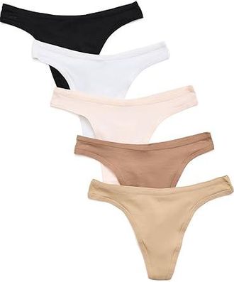 Pact Everyday Classic Thong 5-pack Womens Underwear Core Edit : XL, Cotton/Elastane