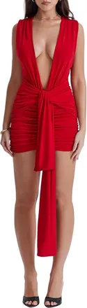 House of CB Aliza Ruched Jersey Minidress in Red Rose at Nordstrom, Size X-Small