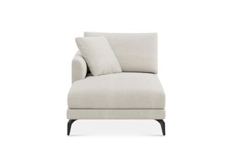 Castlery Lena Left Chaise Sofa Customized, Performance Linen Weave, Sand, Matte Black Legs, Spill Resistant, Removable Covers for Castlery Sofas