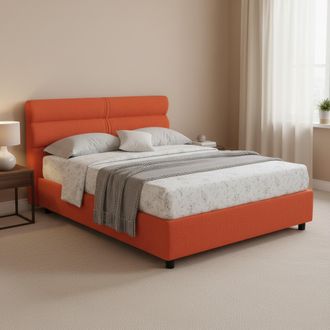 Dmora Cama De Plaza Y Media Brivio, Desenfundable, Con Almacenaje Made In Italy, Tama&ntilde;o Colch&oacute;n 120x190 Cm, Naranja