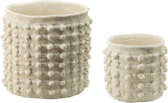A&B Home Round Outdoor Planters With Tassel Pom Detail