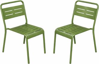 Concept Usine Juego de 2 sillas verdes apilables