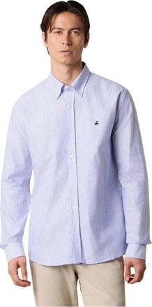 Brooks Brothers Slim Fit Oxford overhemd met button-down kraag - Heren - Casual Overhemden - Blauw - S - Katoen - Overhemden