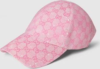 Gucci GG Canvas Baseball Hat With Crystals, Pink