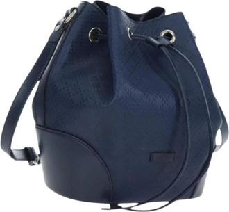 Gucci Pre-owned Vintage Bucket Bag - Dames - Vintage Tas - Blauw - ONE Size - Leer - Vintage
