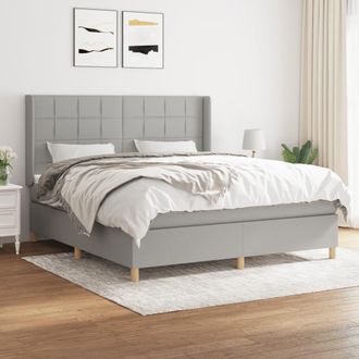 vidaXL Vidaxl - Cama Box Spring Con Colch&oacute;n Tela Gris Claro 160x200 Cm