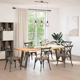 Berkfield Home Modern vidXL Dining Table Legs U-Shaped 2 pcs Natural Steel 90x(7 in Brown