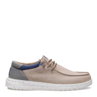 Hey Dude Mens Fit Leather Paul Washed Moc Shoes In Doeskin/multi