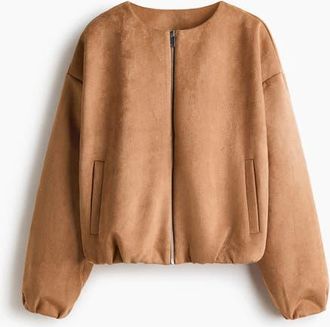 H&M Oversized Jersey Jacket in Dark Beige at Nordstrom, Size Xx-Large