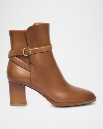 Santoni Andy 65MM Leather Block-Heel Booties