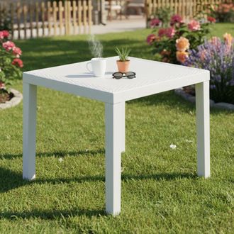 Dmora Mesa De Exterior Cobbtown, 4 Plazas, Mesa Fija Rectangular, Made In Italy, Longitud M&aacute;xima 78 Cm, 78x65x72h Cm Blanco