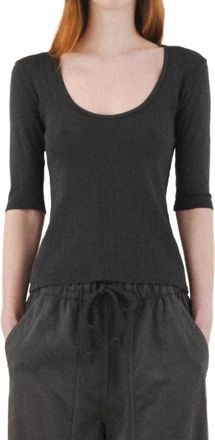 PRAIRIE UNDERGROUND Pointelle Scoop Top In Graphite