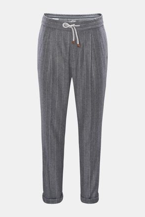 Brunello Cucinelli Herren - Woll-Joggpants Leisure Fit grau gestreift