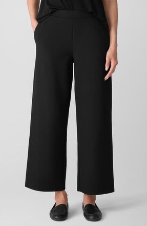 Eileen Fisher Ankle Wide Leg Pants in Black at Nordstrom, Size Large