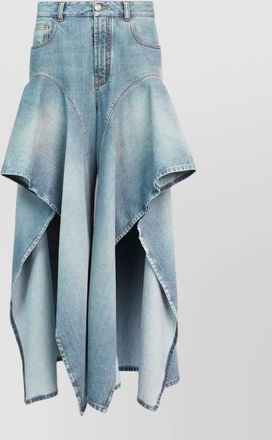 Alaia denim ruffle wide leg mid rise pants