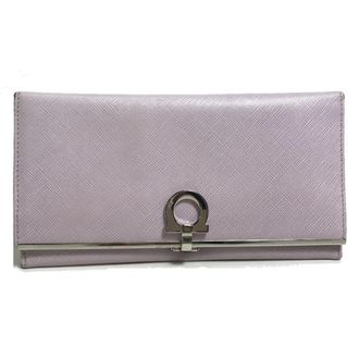 Ferragamo Gancini Light Purple Leather Long Wallet (Bi-Fold) (Pre-Owned)