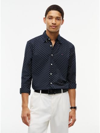 Tommy Hilfiger Mens Regular Fit Mini Floral Print Shirt - Navy Blue - XXL