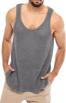 Generic Mens Knitted Sleeveless Tank Top Jumper Slipover Knitwear Sweater Tank Tops V-Neck Sleeveless Cardigan Waistcoat Twisted Knitted Pullover Regular Fit 