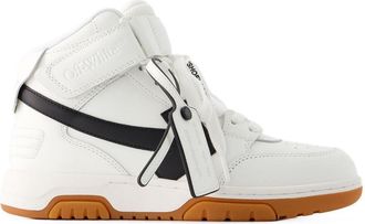 Off-white Womens Out Of Office Mid Top Sneakers Off White Leather White-Black Shoes