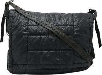 Bottega Veneta Pre-owned Spinnaker Nylon Leren Schoudertas - Dames - Vintage Schoudertas - Zwart - ONE Size - Nylon - Vintage