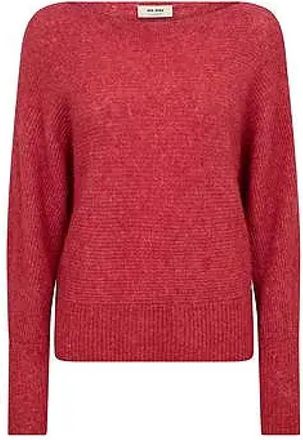 Mos Mosh Boat Neck Gebreide Trui - Dames - Ronde hals truien - Rood - XL - Wol - Truien & Vesten